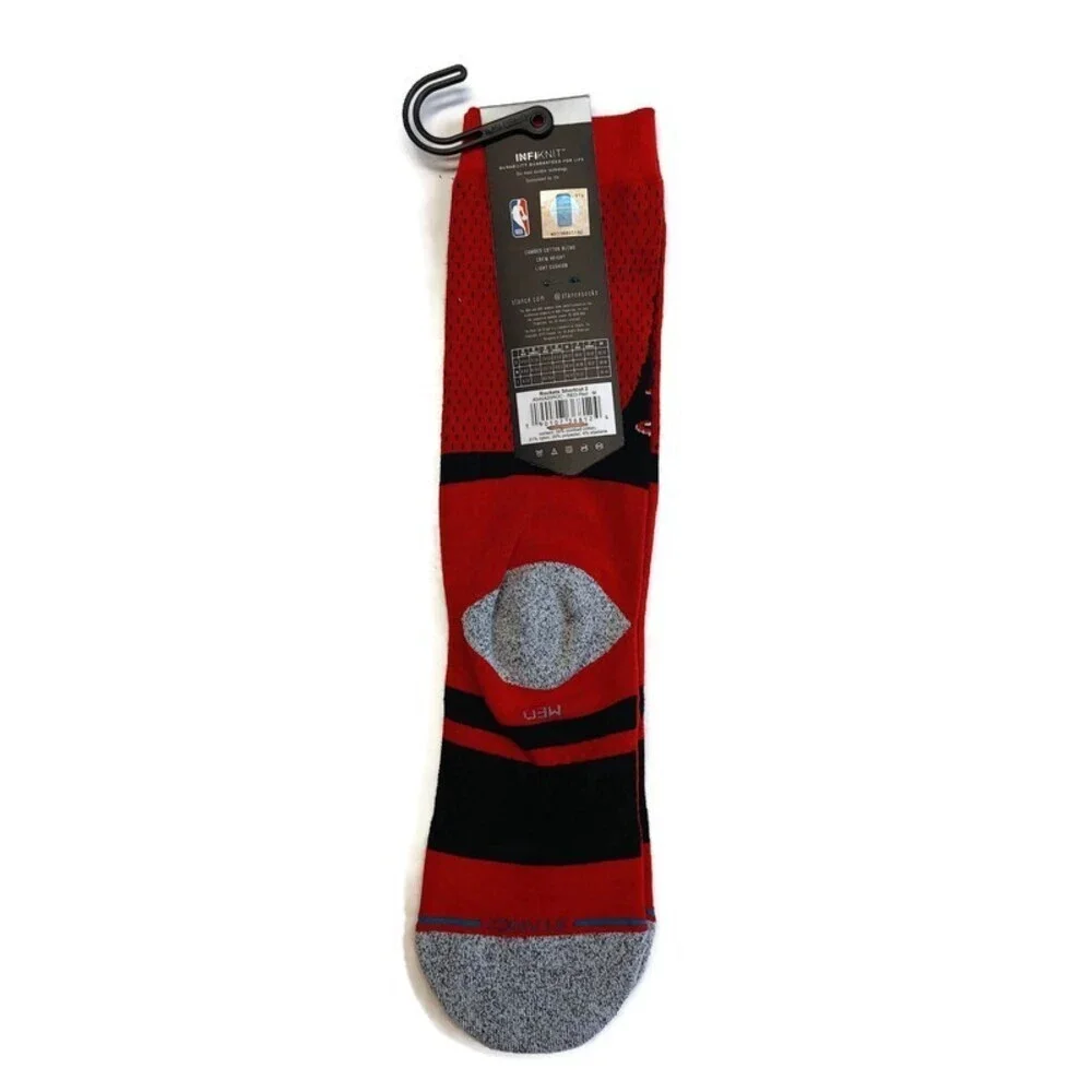 Houston Rockets Mens M (6-8.5) Shortcut 2 Infiknit Casual Crew Red Socks Stance